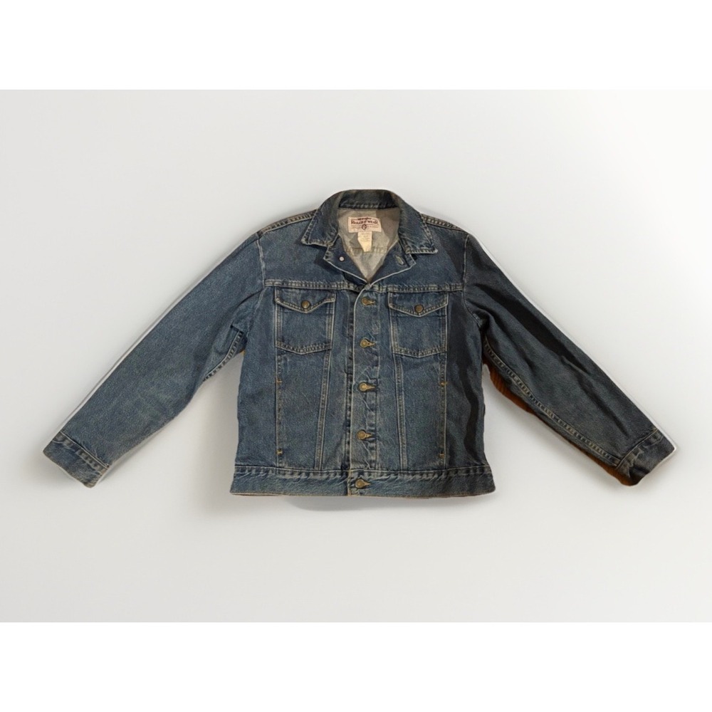 Vintage Wrangler Rugged Wear 1990s Mens Med Blue Jean Denim Jacket Preloved